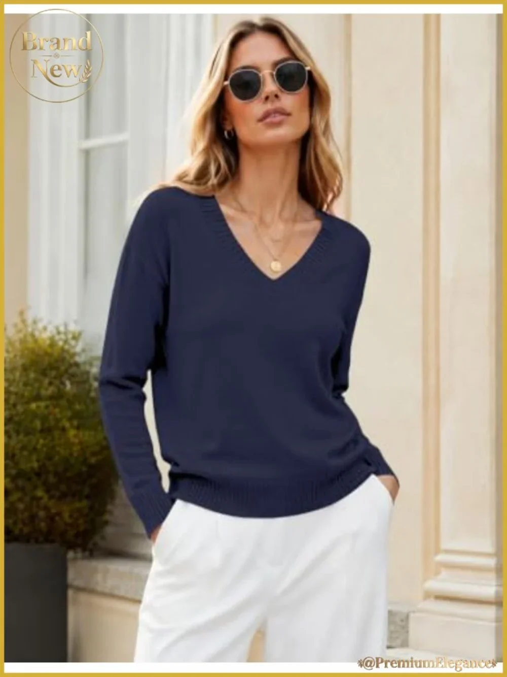 Womens V-Neck Crop Sweater Long Sleeve Lightweight Knit Pullover Fall Casual Top